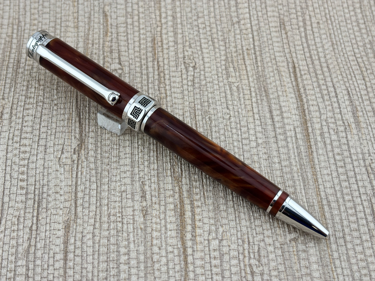 Montegrappa Espressione Brown Marble Rhodium Trim - Ballpoint Pen