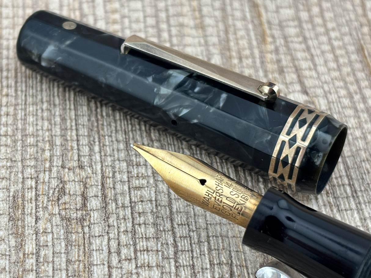 Wahl-Eversharp Doric Oversize Burma Pearl Grey Flexible Nib - Rare In This Condition! Fountain Pen ED