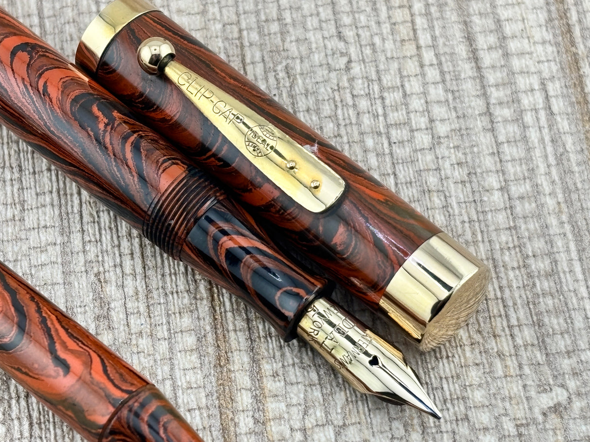 Waterman 55 Set Red/Orange Woodgrain Hard Rubber - Fountain Pen