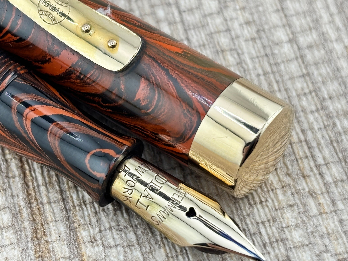 Waterman 55 Set Red/Orange Woodgrain Hard Rubber - Fountain Pen