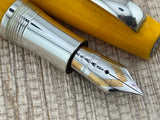 Montegrappa Extra Lustrous Yellow Celluloid  Large Gold Nib #8 Fountain Pen - Fine 18kt Gold Nib
