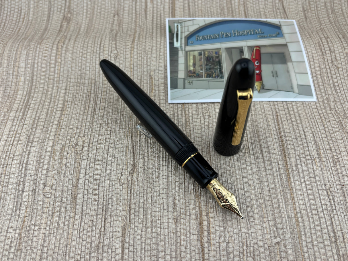 Sailor King of Pen 21K Gold Nib Naginata Togi Cross Point Black Hard Rubber (Ebonite) Fountain Pen
