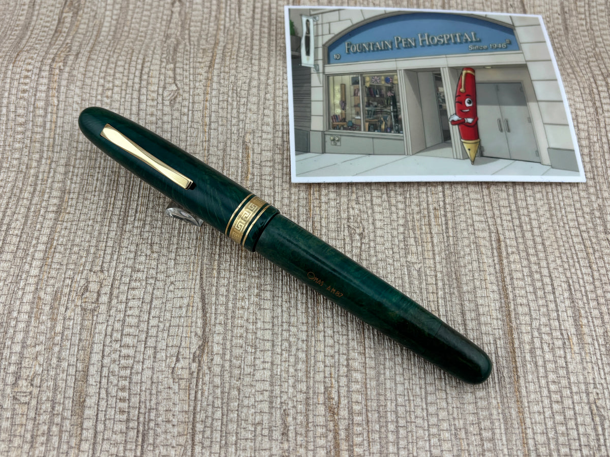 Omas AM 87 Briarwood Green Mint Fountain Pen - Medium 18kt Gold Nib