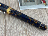 The Original Omas Paragon Celluloid Facetted Blue Saffron (aka Senappe) Mint Fountain Pen (1997) - Medium 18kt Gold Nib