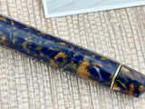 The Original Omas Paragon Celluloid Facetted Blue Saffron (aka Senappe) Mint Fountain Pen (1997) - Medium 18kt Gold Nib