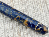 The Original Omas Paragon Celluloid Facetted Blue Saffron (aka Senappe) Mint Fountain Pen (1997) - Medium 18kt Gold Nib