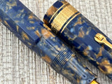 The Original Omas Paragon Celluloid Facetted Blue Saffron (aka Senappe) Mint Fountain Pen (1997) - Medium 18kt Gold Nib