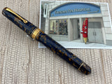 The Original Omas Paragon Celluloid Facetted Blue Saffron (aka Senappe) Mint Fountain Pen (1997) - Medium 18kt Gold Nib
