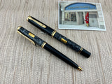 Pelikan Wall Street Set  #0164/4500 Fountain Pen and Ballpoint Pen - Oblique 18kt Gold Nib For Right-Handed Writers