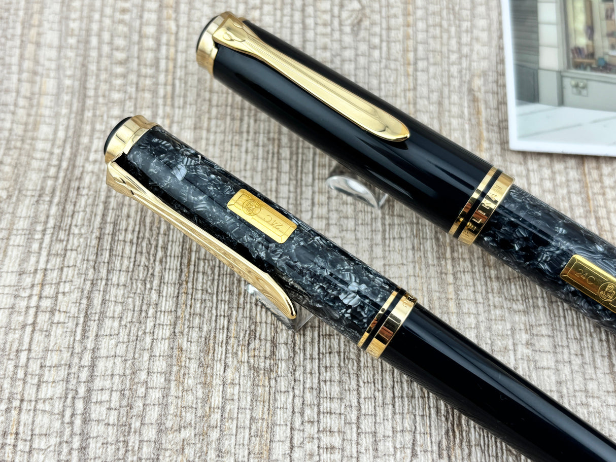 Pelikan Wall Street Set  #0164/4500 Fountain Pen and Ballpoint Pen - Oblique 18kt Gold Nib For Right-Handed Writers
