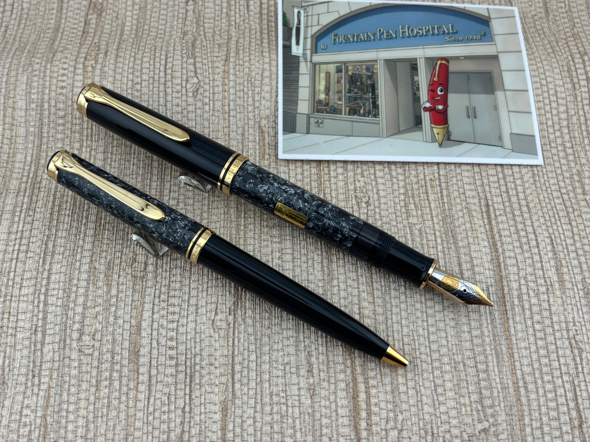 Pelikan Wall Street Set  #0164/4500 Fountain Pen and Ballpoint Pen - Oblique 18kt Gold Nib For Right-Handed Writers