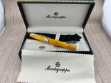 Montegrappa Extra Lustrous Yellow Celluloid  Large Gold Nib #8 Fountain Pen - Fine 18kt Gold Nib