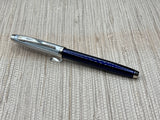 Sheaffer "100" Satin Chrome Cap Navy Blue Barrel - Fountain Pen