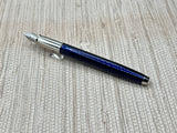 Sheaffer "100" Satin Chrome Cap Navy Blue Barrel - Fountain Pen
