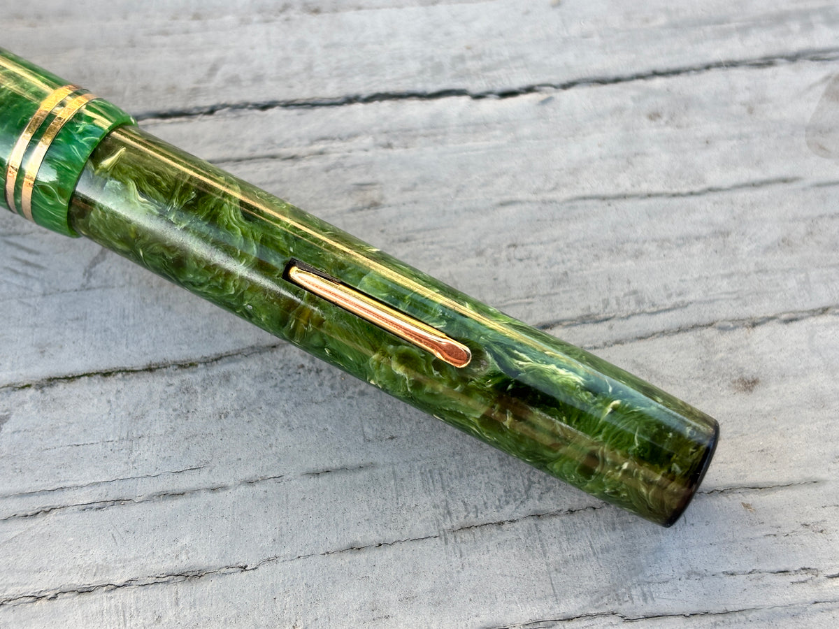 Gold Bond Green jade Stonite  - Fountain Pen