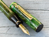 Gold Bond Green jade Stonite  - Fountain Pen