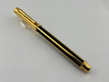 Caran D'ache Varius "Laque de Chine" Black and Gold Facetted Fountain Pen - Medium 18kt Gold Nib