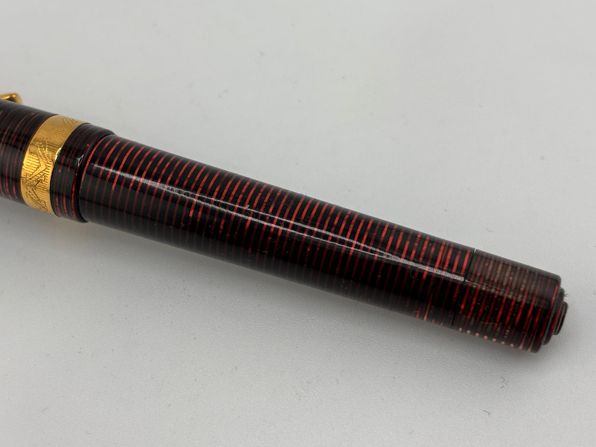 Visconti Manhattan Ruby Red Layered Celluloid Fountain Pen - Medium 18kt Gold Nib