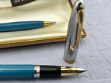 Sheaffer Snorkel set Blue Chrome cap  - New old stock and boxed