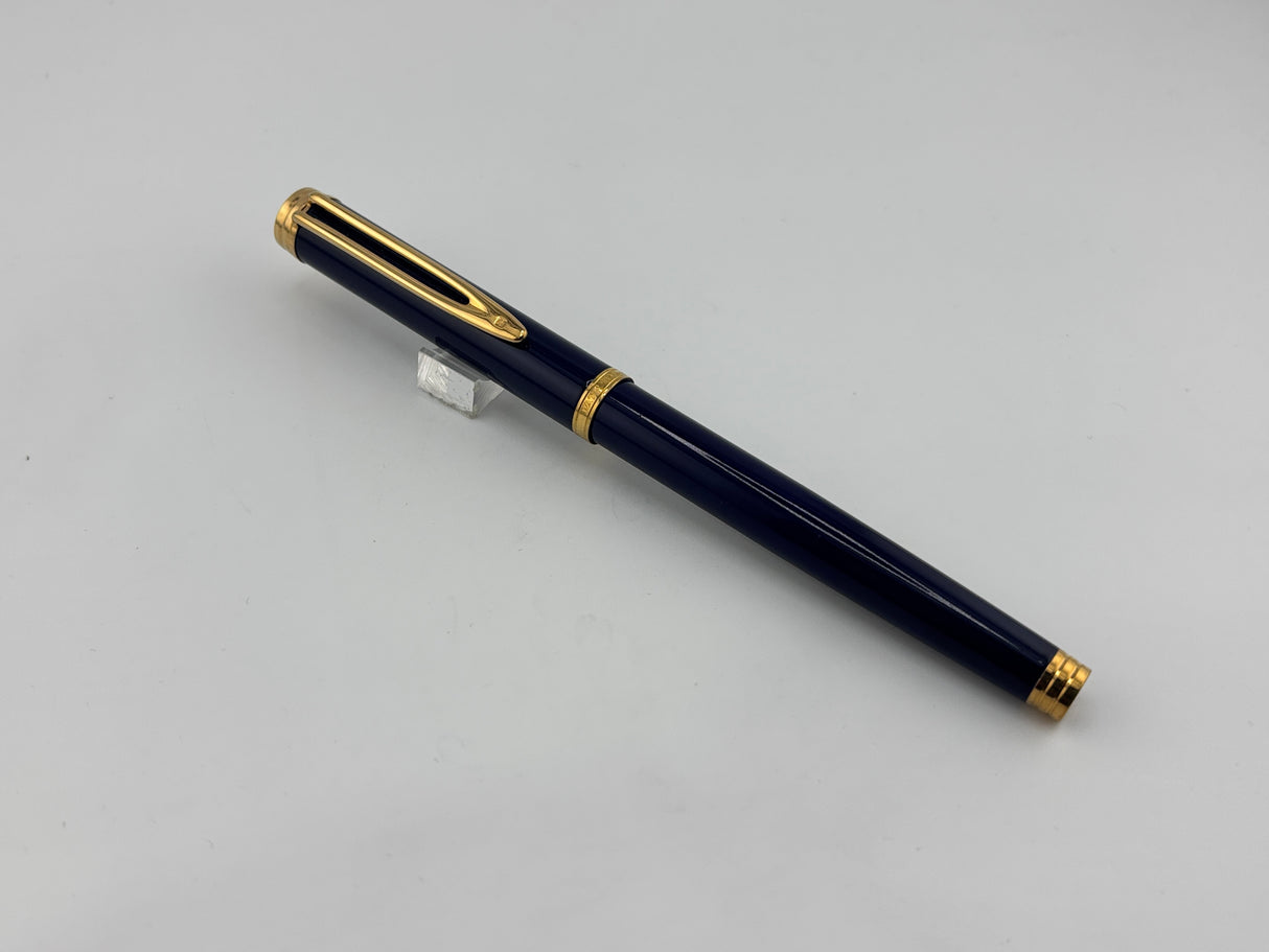 Waterman Gentleman Blue Lacquer gold trim circa 1975 Gold nib 18K750  - Fountain Pen