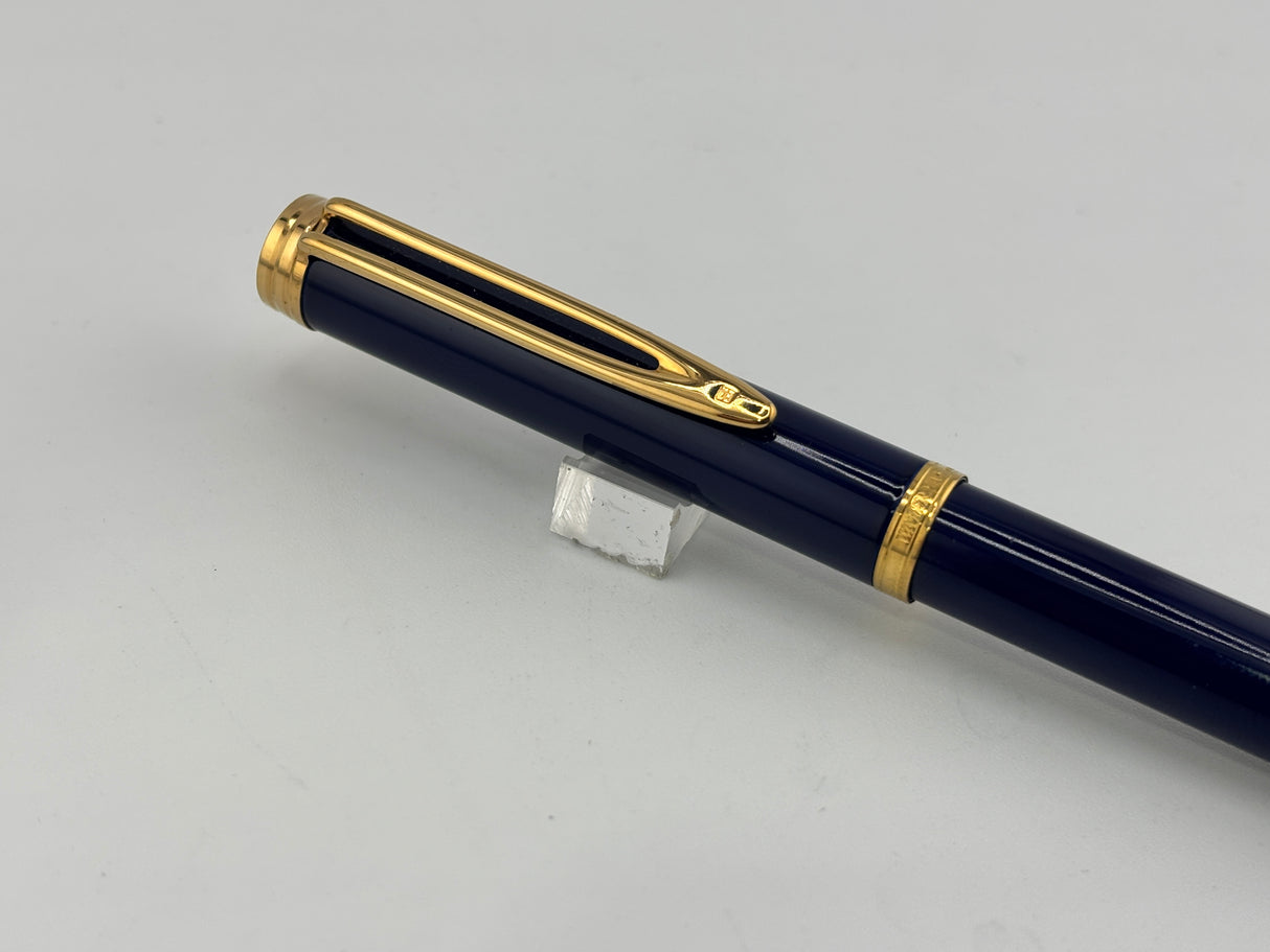 Waterman Gentleman Blue Lacquer gold trim circa 1975 Gold nib 18K750  - Fountain Pen
