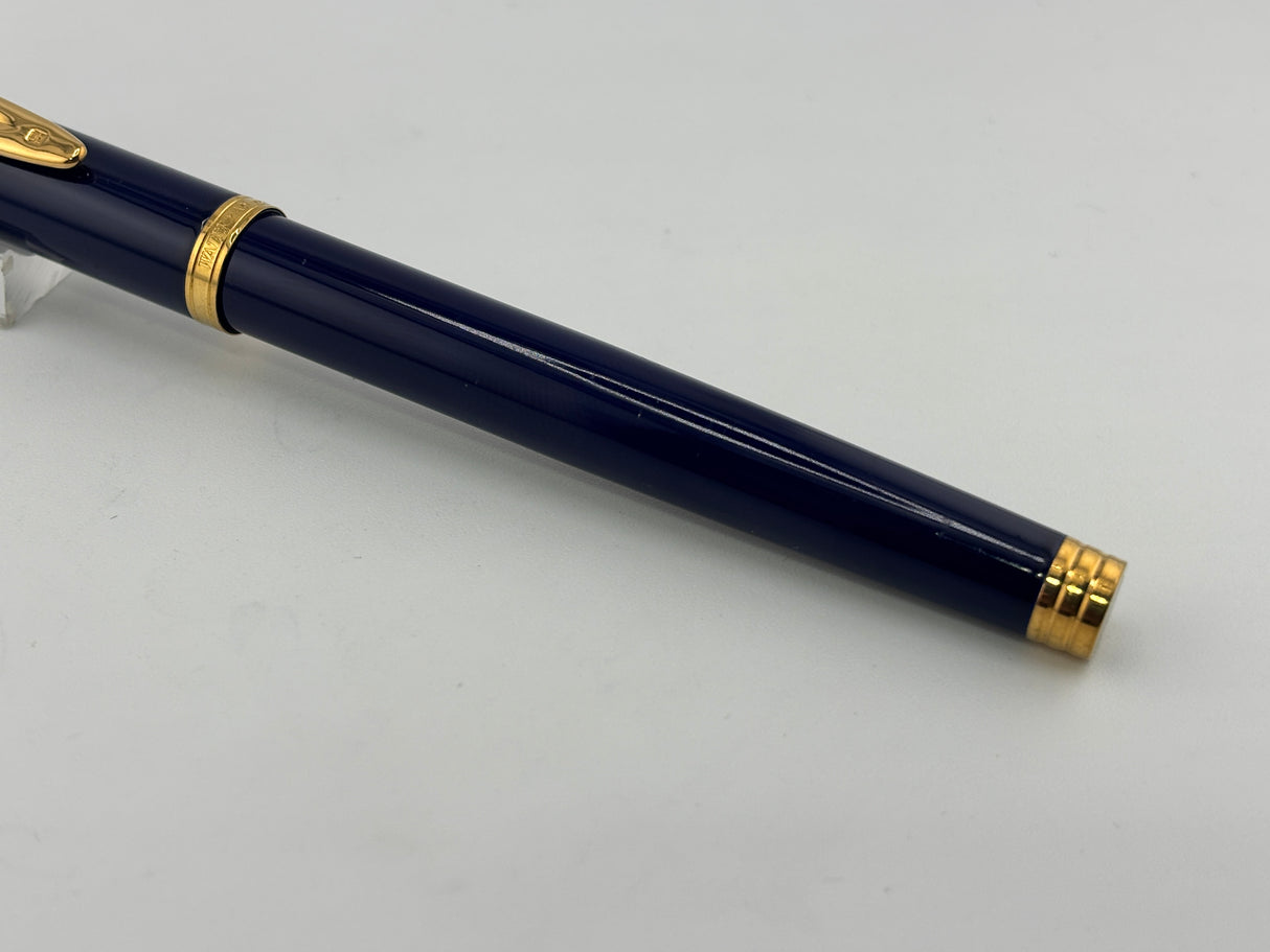 Waterman Gentleman Blue Lacquer gold trim circa 1975 Gold nib 18K750  - Fountain Pen
