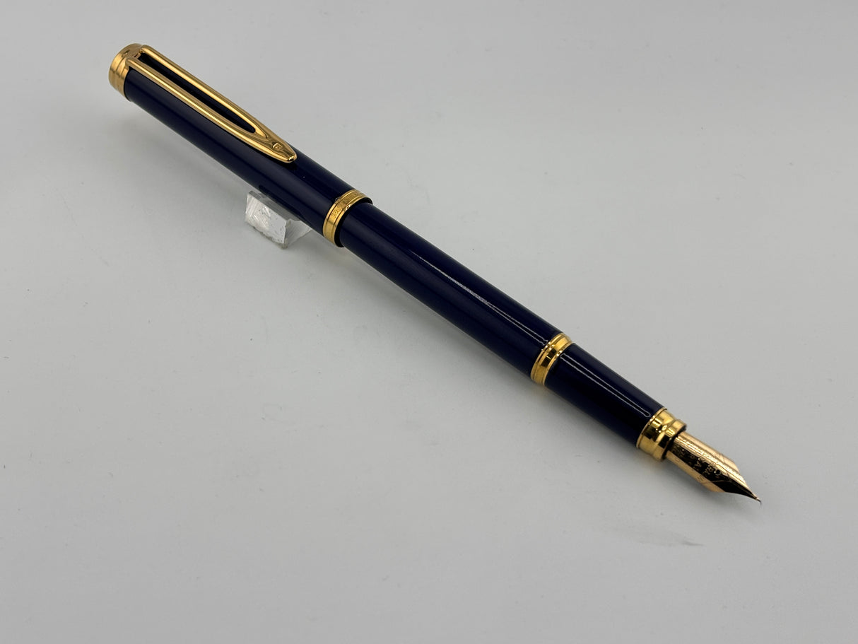 Waterman Gentleman Blue Lacquer gold trim circa 1975 Gold nib 18K750  - Fountain Pen