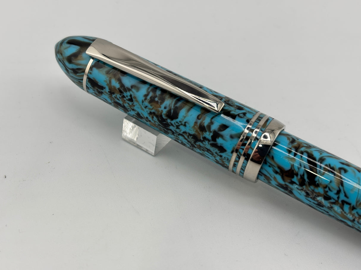 Gioia Capodimonte Beautilful Blue Piston filler Chrome trim - Fountain Pen