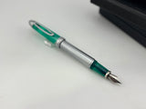 Itoya Galaxy Satin Chrome and Green Cap - Fountain Pen