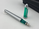 Itoya Galaxy Satin Chrome and Green Cap - Fountain Pen