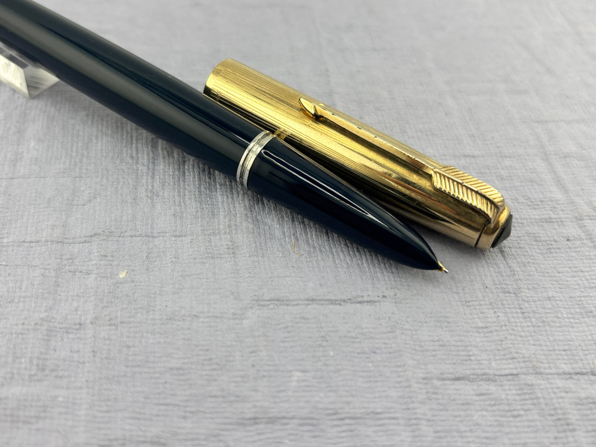 Parker 51 Navy Blue Gold Cap  Fountain Pen