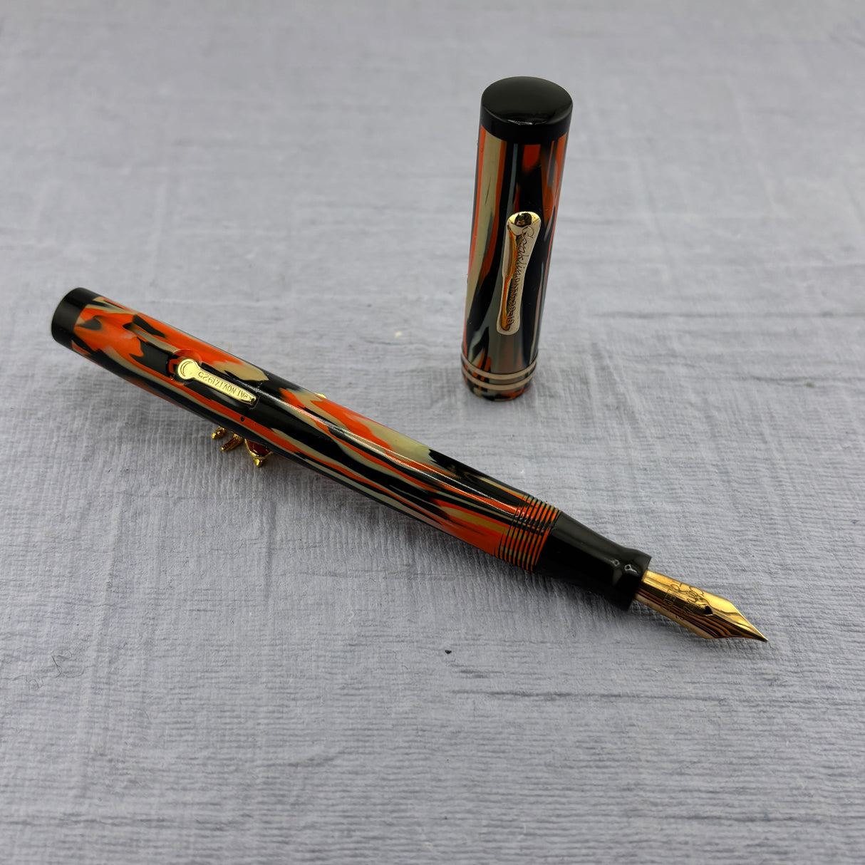 Conklin Black & Orange SET  "Halloween"  - Flexible Conklin Toledo nib  - Fountain Pen and Pencil