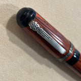 Marlen BVCCVS Oversized rollerball orange and black Mottled ebonite - Sterling Silver Clip & Trim