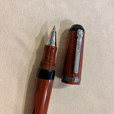 Marlen BVCCVS Oversized rollerball orange and black Mottled ebonite - Sterling Silver Clip & Trim