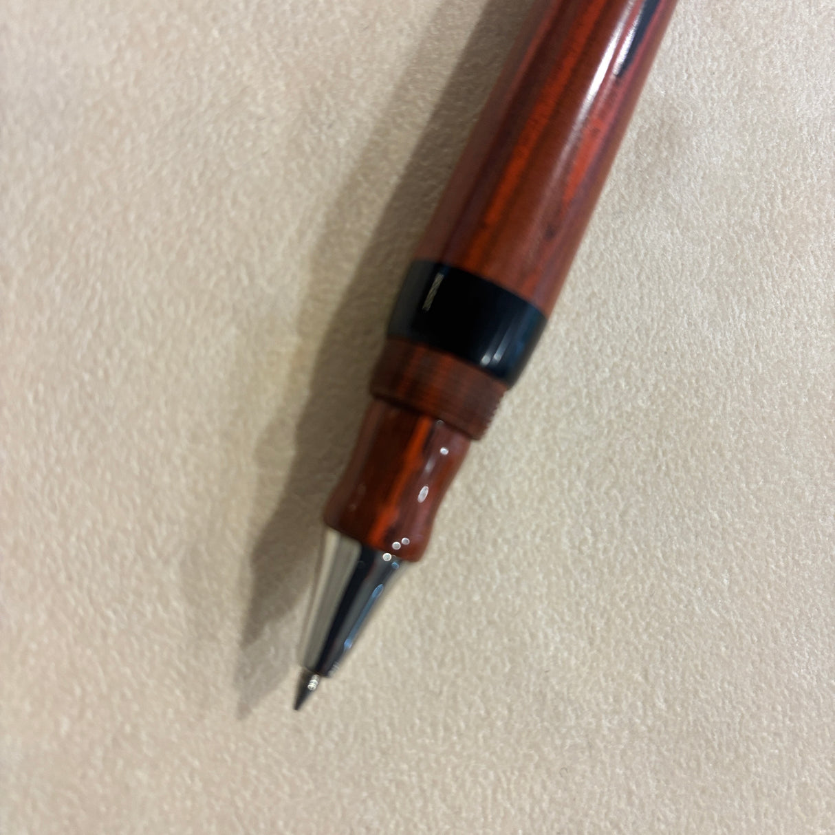 Marlen BVCCVS Oversized rollerball orange and black Mottled ebonite - Sterling Silver Clip & Trim
