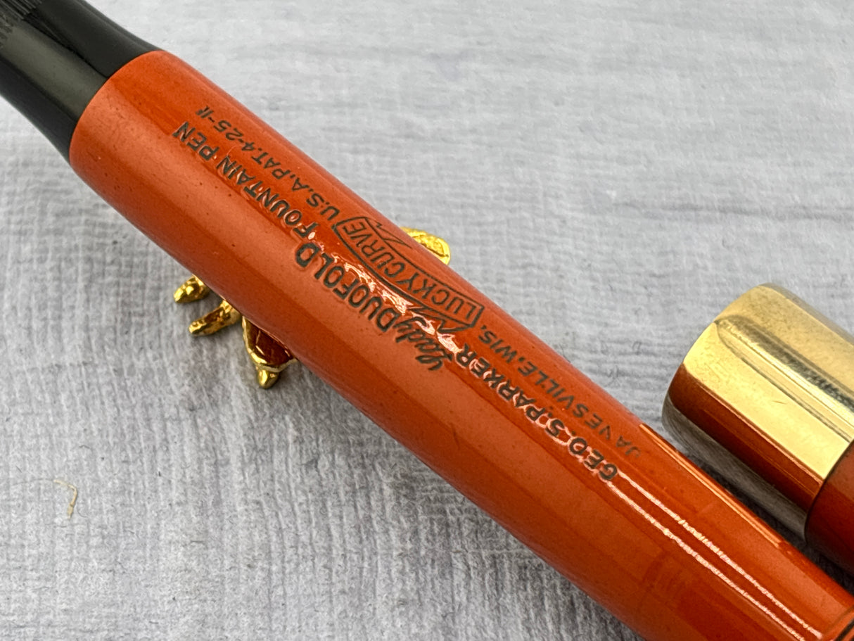 Parker Lady Duofold Deluxe Red Hard Rubber Ring Top  - Fountain Pen