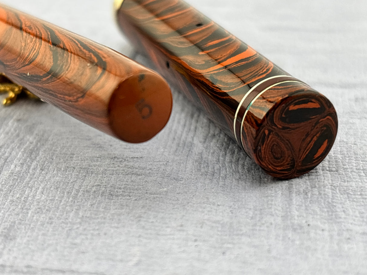 Waterman #5 Red/Black Ripple with Red Band + Correct "red" Nib  - Fountain Pen