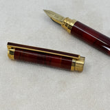ST Dupont Classic Fountain Pen  - Red Strata Gold trim circa 1980