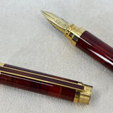 ST Dupont Classic Fountain Pen  - Red Strata Gold trim circa 1980