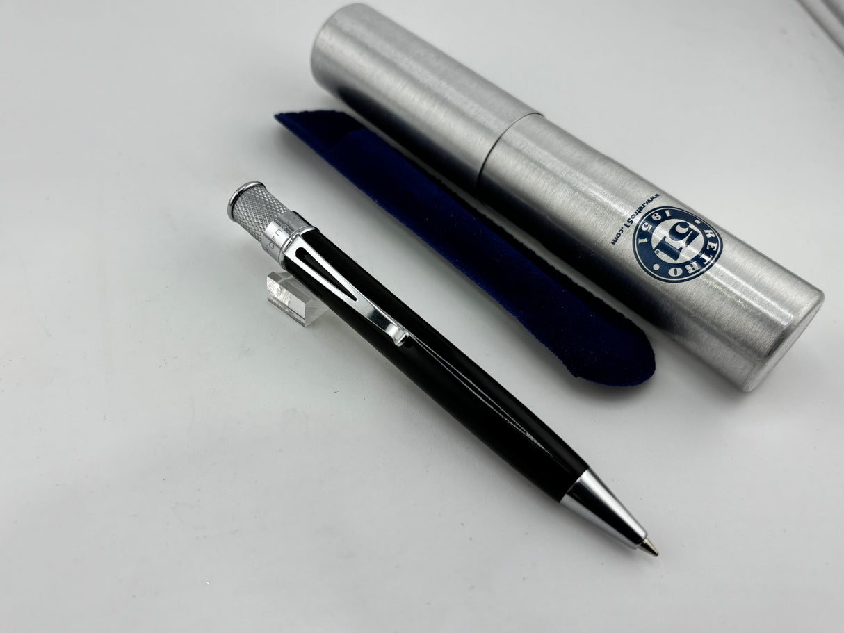 Retro 51 Tornado Black chrome trim Elite - Ball Pen