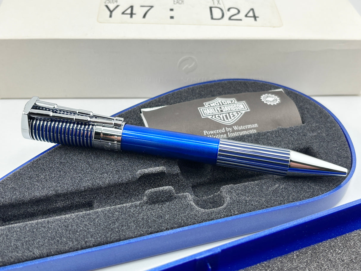 Waterman Harley Davidson Blue cylinder with blue tank box  -  Ball Pen