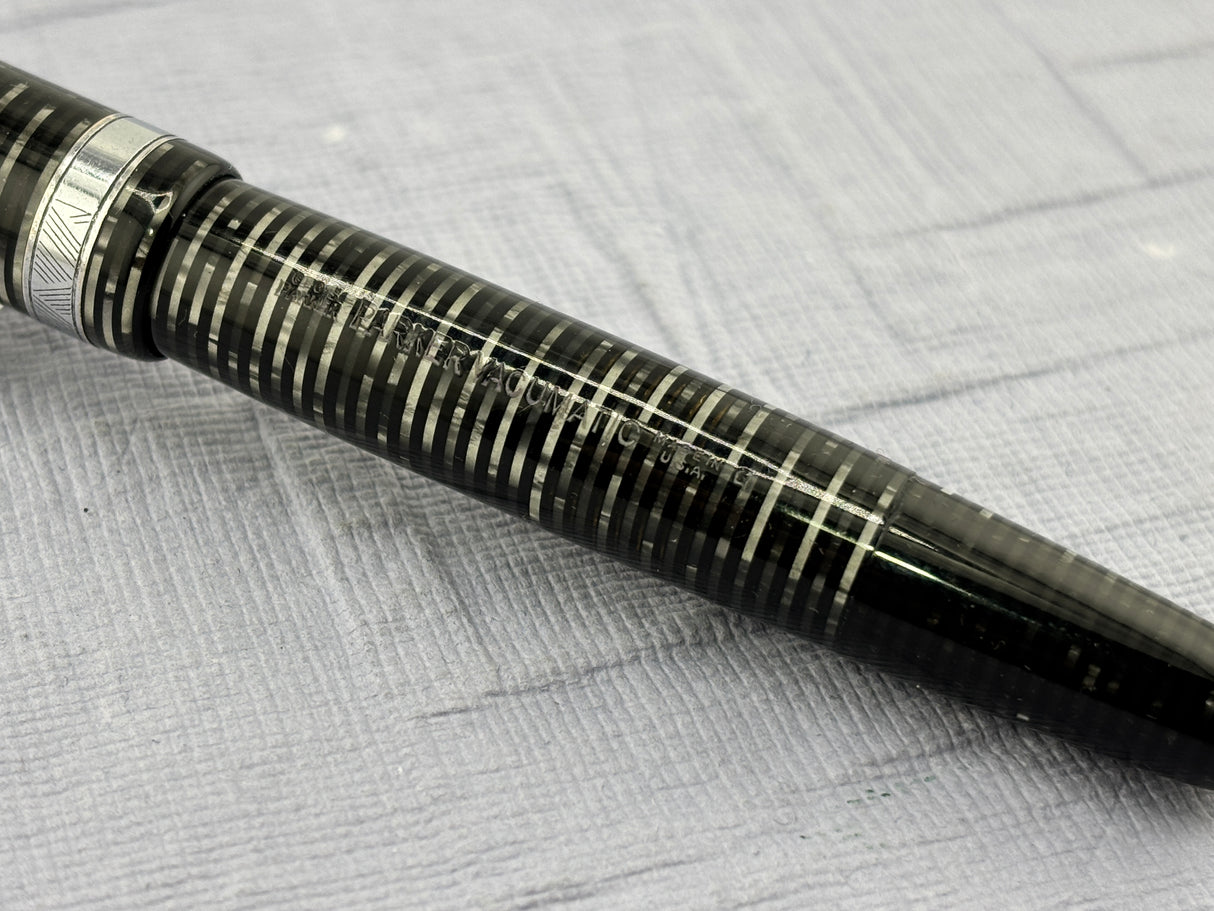 Parker Vacumatic Standard Grey Silver trim Blue Arrow Diamond clip   - Fountain Pen
