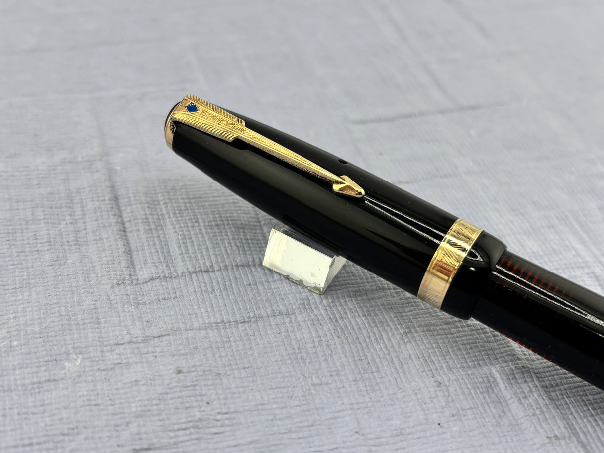 Parker Vacumatic Standard Black Diamond clip  FLEX nib - Fountain Pen