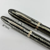 Conklin Largest Nozac SET Herringbone Grey/Black 7M Word Gauge Fountain Pen and Pencil - Circa 1935