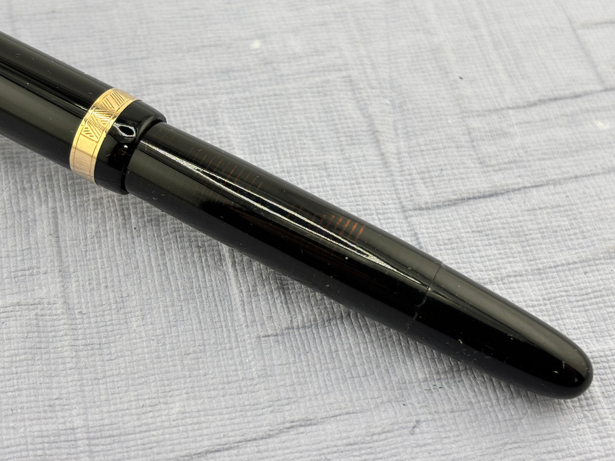Parker Vacumatic Standard Black Cap striped transparent Laminated  Barrel Diamond clip - Fountain Pen