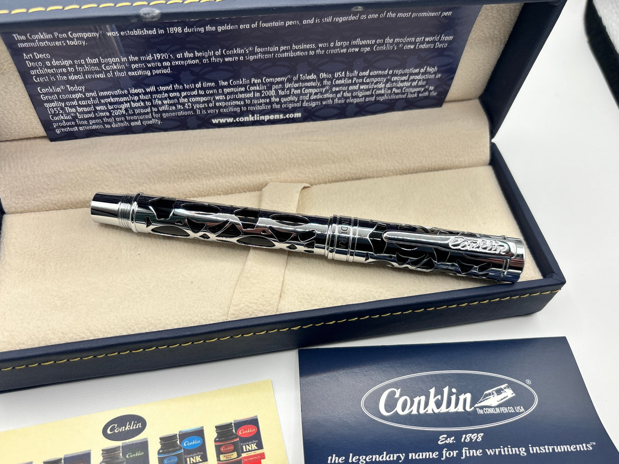 Conklin Endura Deco Crest Black / chrome - Fountain Pen