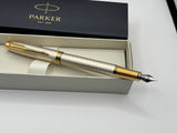 Parker IM Premium Warm Silver Champagne  Gold trim - Fountain Pen