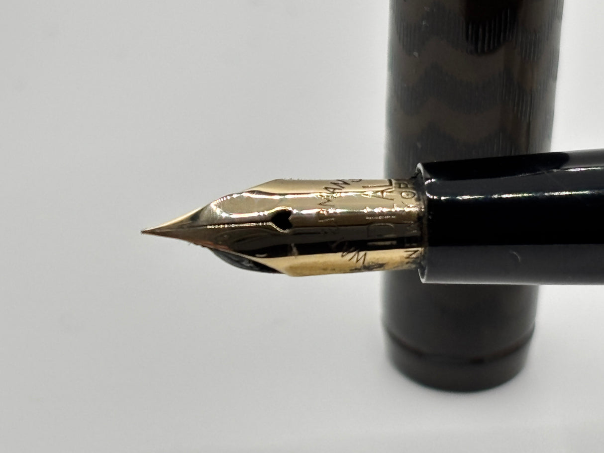 Waterman 13  Black chased Slip Cap 2 bands on barrel - Eye dropper filling system