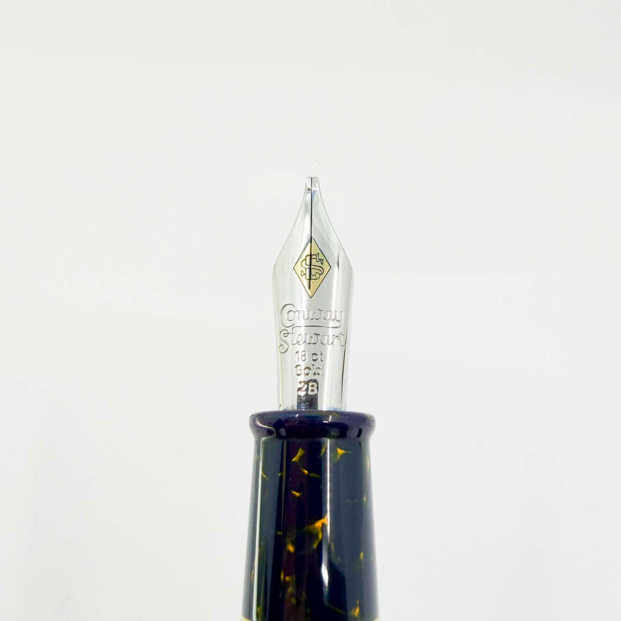 Conway Stewart 100 Sapphire Blue with Gold Flecks  Fountain Pen - Double Broad 18kt Gold Nib