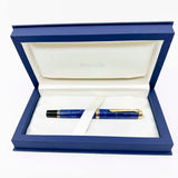 Pelikan Souveran M800 Marbled Blue O Blue Transparent Fountain Pen - OBB (Oblique Double Broad) 18kt Gold Nib